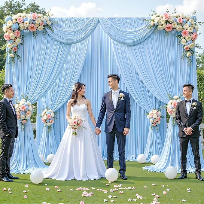 20ft x 12ft Baby Blue Backdrop Curtains Wrinkle Free Backdrop Curtain for Wedding Parties Blue Fabric Backdrops Drapes Back Drop Cloth Bridal Shower Stage Curtains Wedding Decorations for Reception
