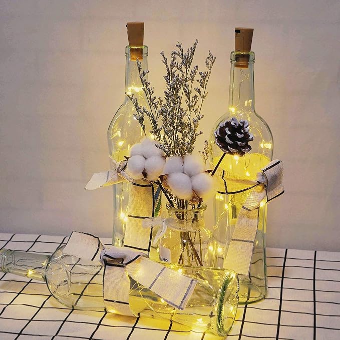 24 Pack 20 LED Wine Bottle Cork Lights, Fairy Mini String Lights Copper Wire, Battery Operated Starry Lights for DIY, Christmas, Halloween, Wedding, Party, Indoor&Outdoor (24 Pack, Warm White)