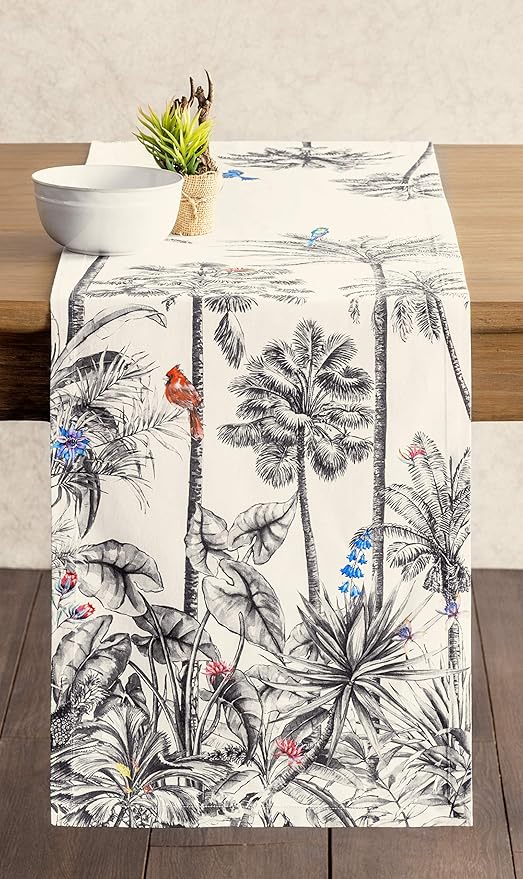 Maison d' Hermine Table Runner 100% Cotton Single Layer Table Runners 72 inches Long for Thanksgiving Christmas Decorations Home Kitchen Dining Party Wedding (Amazonia, 14.5" x 72")