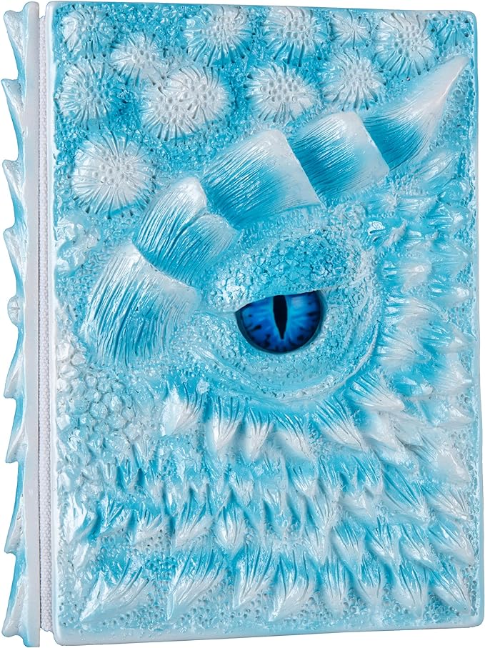 3D Dragon Eye Embossed Journal,Resin Engraving Notebook,Dnd notebook for Dragon Lovers ，Blank Paper,Hardcover Travel Notepad for Writing,Sketchbook,Collection,Gift,Decoration A4 and A5 Size (A5-Ice dragon)