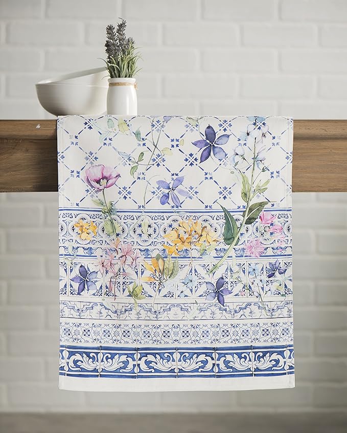 Maison d' Hermine Table Runner 100% Cotton Double Layer Table Runners 108 inches Long Decorative for Home Kitchen Dining Party Baby Shower Wedding Bridal Shower Spring Summer (Faience, 14.50" x 108")