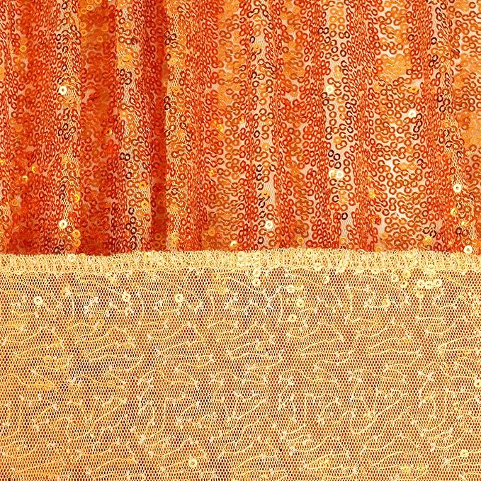 Juya Delight Orange Sequin Backdrop Curtain,2PCS 2FTx8ft Glitter Backdrop Curtain for Party,Birthday,Christmas Wedding Decoration,Orange