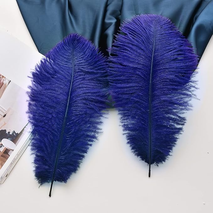 Ballinger Royal Blue Ostrich Feathers - 24Pcs 8-10inch Craft Feathers for Party Centerpieces, Flower Arrangement and Home Decor