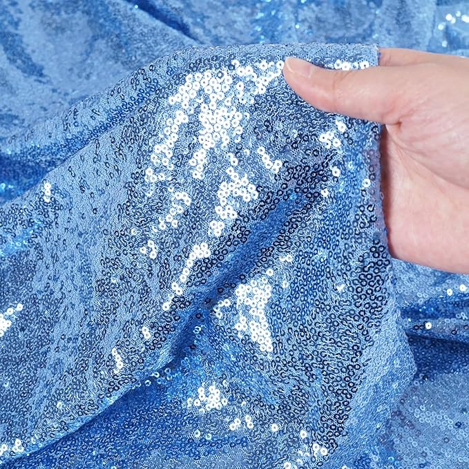 SquarePie Sequin Curtain 2FT x 8FT Baby Blue 2pcs Backdrop Sparkly Wedding Party Decoration