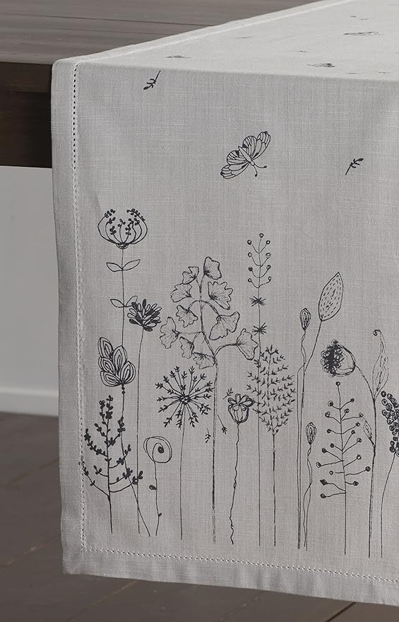 Maison d' Hermine Table Runner 100% Cotton Single Layer Table Runners 72 inches Long Decorative for Home Kitchen Dining Party Baby Shower Wedding Bridal Shower Spring Summer (Flore, 14.50" x 72")