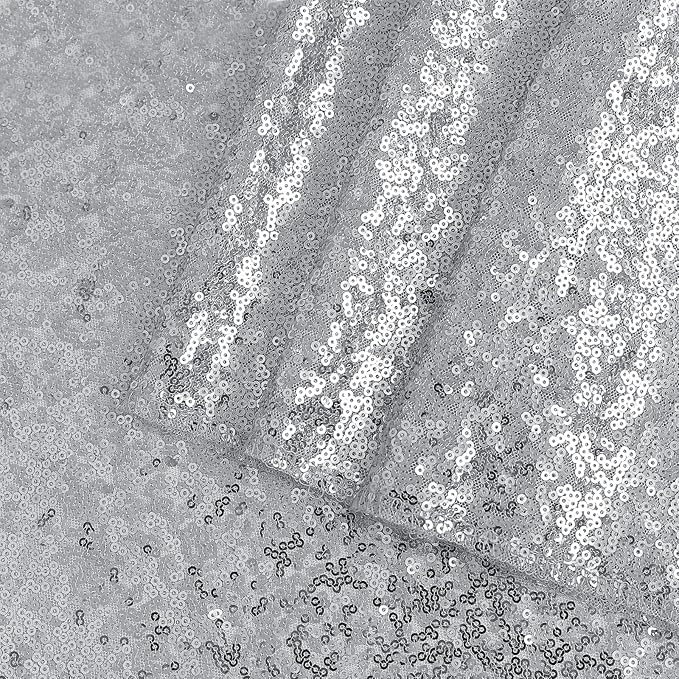Square Silver Sequin Tablecloth- 50x50 inch, Seamless Sparkle and Glitter Party Table Cloth, Shiny for Wedding Birthday Ceremony Prom Table Decorations