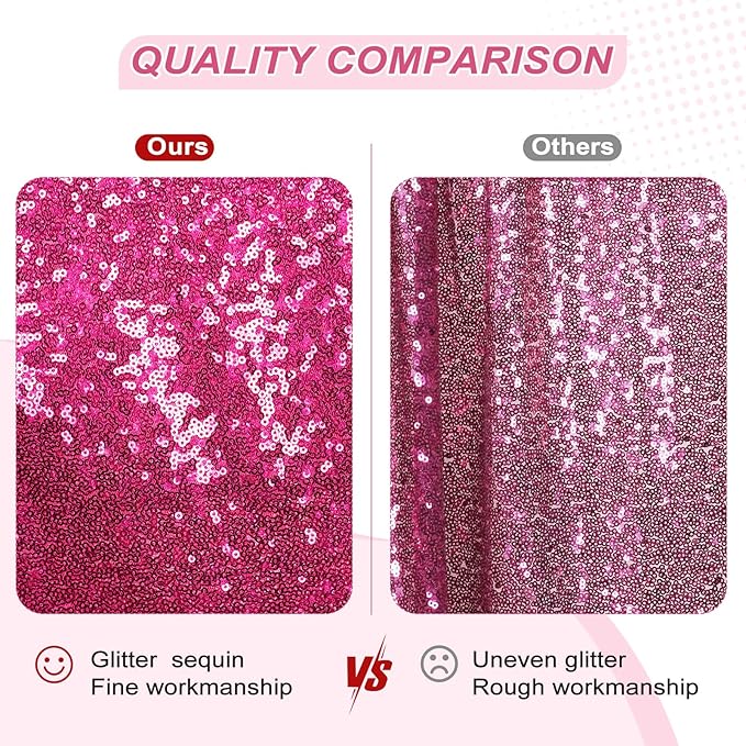 PartyDelight Hot Pink Sequin Backdrop 2 Panels 5FT x 10FT Photography Christmas Back Drop
