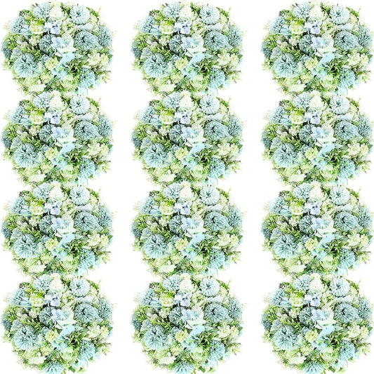 Tigeen Artificial Flowers Artificial Peonies Silk Flowers Faux Peony Fake Peony Silk Hydrangea Bouquet for Wedding Table Centerpiece Floral Vase Decor(White Green,12 Bundles)
