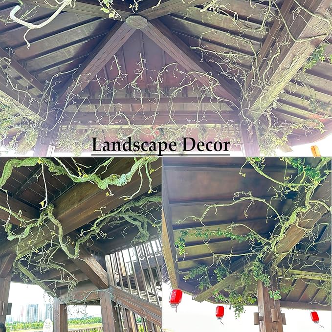 118 inch Small Green Artificial Tree Branches Grapevine Garland Ivy Willow Vines Plants Fake Cherry Blossom Tree Trunk Twigs for Wall Hanging Forest Room Home Wedding New Year Decoration