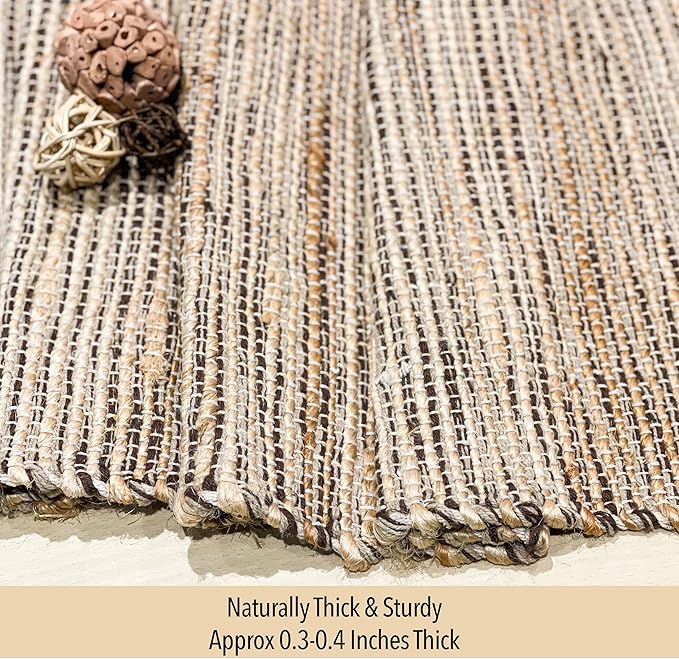Chardin home Natural Jute Table Runner 13x36 Inch – Vintage Boho Rustic Table Decor – Handwoven Table Runner in Natural Jute and Brown – Farmhouse Dining or Console Table Accent