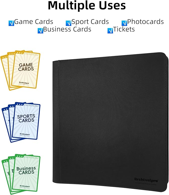 20 Pockets Premium Card Binder 1280 Cards Trading Card Binders Side Load Card Storage Display Album(20 Pocket 1280 Card Slot,Black)