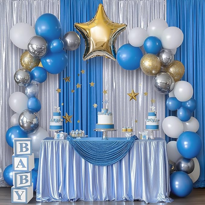 Outpain Thick 20 ft x 10 ft Silver Sequin Backdrop Curtain for Parties, Wrinkle Free Glitter Photo Backdrop Drapes 4 Panels 5x10ft Silver Back Drop Cloth for Wedding Christmas Photography Background