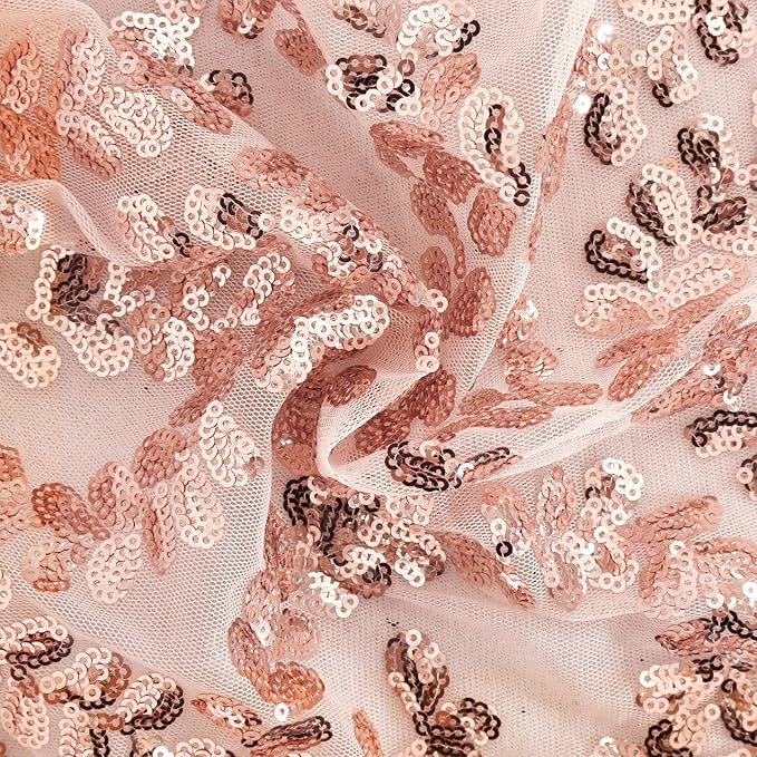 Rose Gold Flower Table Runners 10 Pieces 12x72 Inches Sequin Glitter Table Runner for Wedding Banquet Event Party Decorations