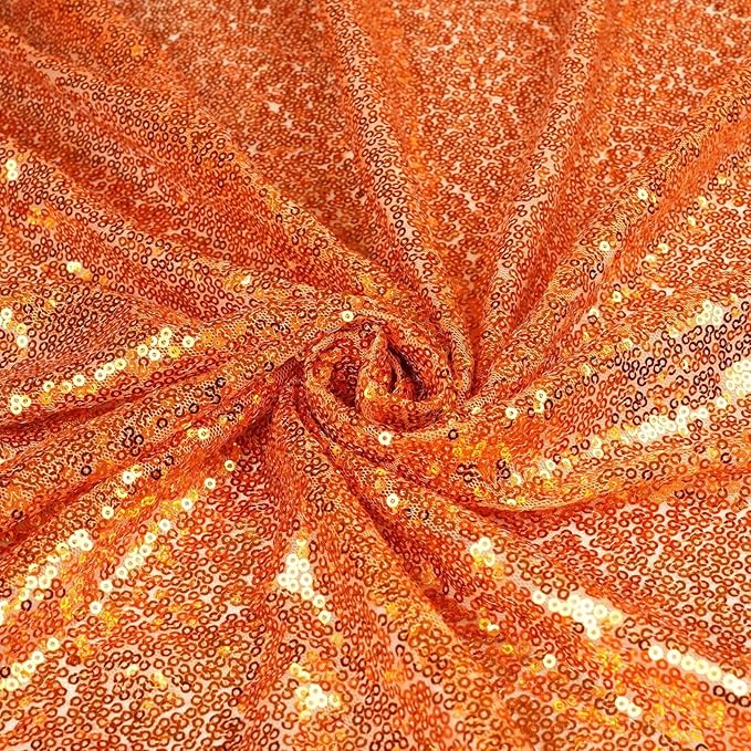 Eternal Beauty 4 PCS Sequin Backdrop Curtain, Halloween Sequin Wedding Backdrop for Christmas Party, Birthday (Orange 2FTx8FT)