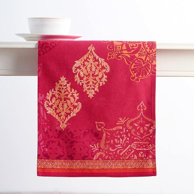 Maison d' Hermine Table Runner 100% Cotton Double Layer Table Runners 108 inches Long for Thanksgiving Christmas Decorations Home Kitchen Dining Party Wedding (Versailles, 14.5" x 108")