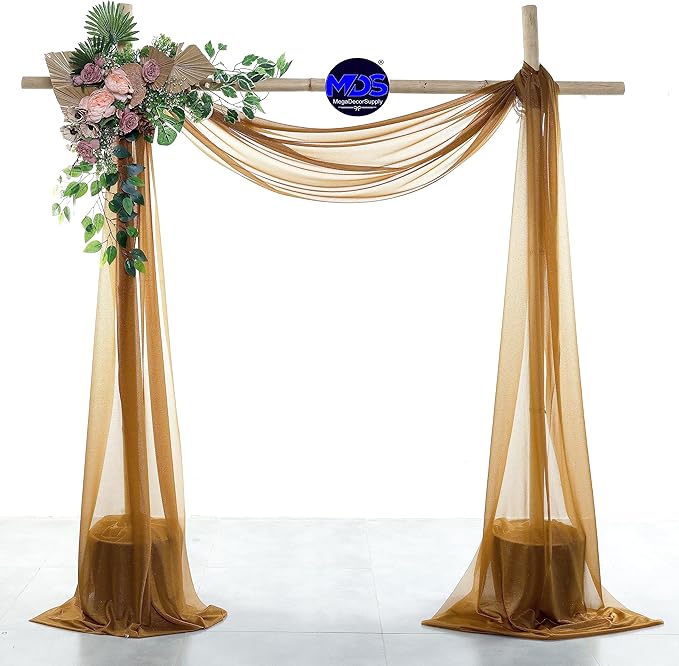 MDS Halloween Chiffon Draping Fabric - 1 Panel, 30" Wide x 40ft Long - Sheer Spooky Arbor & Canopy Drapery for Haunted House Backdrops, Party Ceilings, DIY Costumes & Themed Events - Mocha