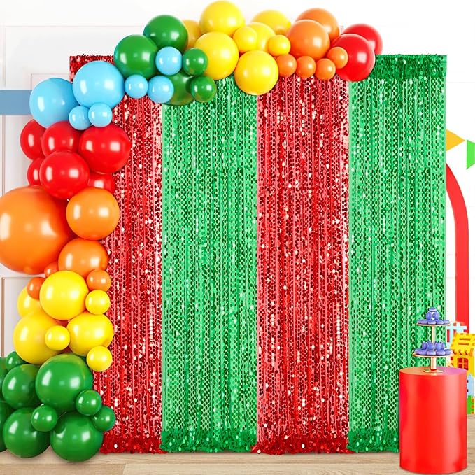 2 Packs 4x8FT Green Sequin Backdrop Curtains Glitter Background Graduation Backdrop Class of 2025 Wedding Party Birthday Decor