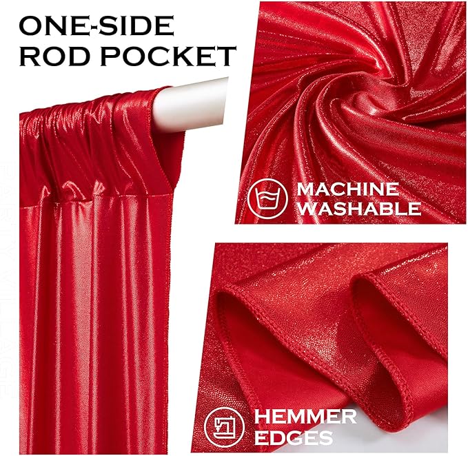 PartyVillage 20x10FT Red Sequin Christmas Backdrop Curtain -4 Panels 5x10FT Wrinkle Free Shimmer Back Drop Cloth, Glitter Backdrop Drapes for Photography, Birthday, Wedding, Christmas Background