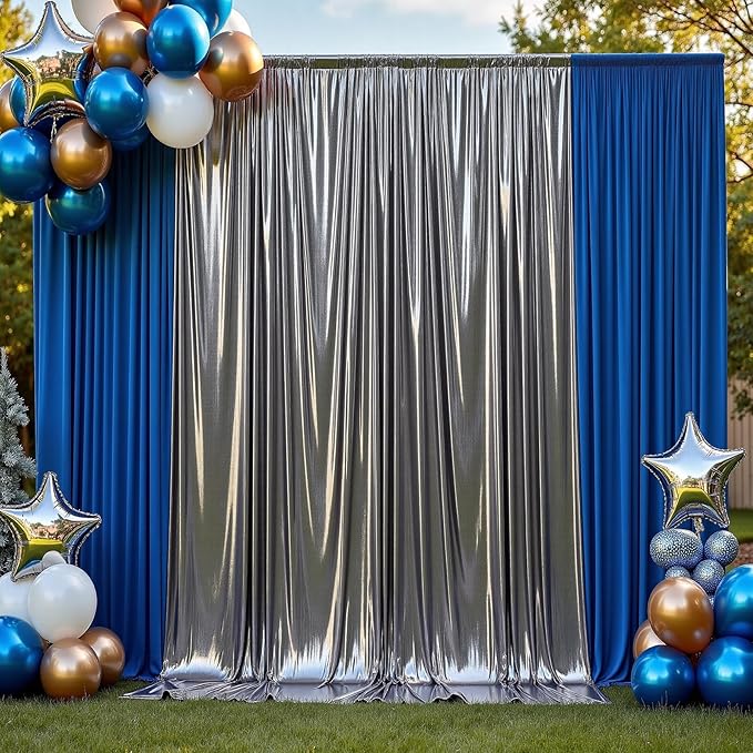 10x10 ft Wrinkle Free Black Silver Sequin Backdrop Curtain for Parties,Thick Not Fall Glitter Wedding Backdrop Drapes,2 Panels 5x10ft Shimmer Photo Back Drop Cloth for Birthday Photography Background