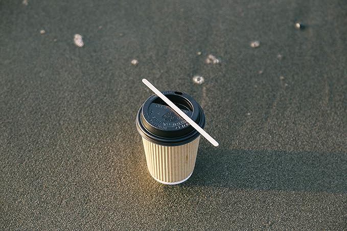 10,000 Count | KingSeal Natural Birch Wood Coffee Beverage Stirrers, Stir Sticks, 5.5 Inches, Round End, Bulk Pack - 10 Boxes x 1000 Stirrers