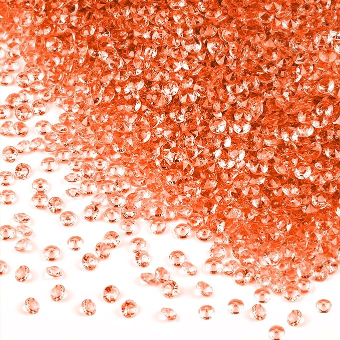 10000Pcs Crystal Acrylic Diamond Fake Gems Vase Filler, 4.5mm Faux Diamonds for Table Scatter Wedding Party, Bridal Shower, Birthday Decoration, Orange