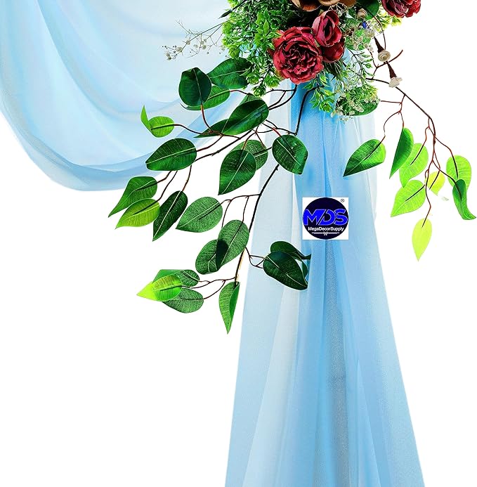 MDS Halloween Chiffon Draping Fabric - 2 Panel, 30" Wide x 100ft Long - Sheer Spooky Arbor & Canopy Drapery for Haunted House Backdrops, Party Ceilings, DIY Costumes & Themed Events - Turquoise