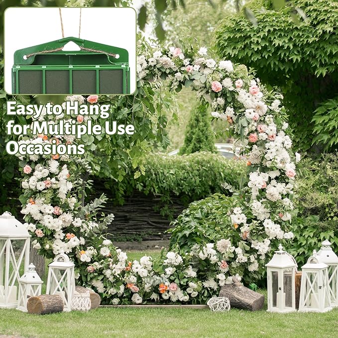 Aodaer 2 Pieces Floral Foam Cage with Floral Foam for Fresh and Artificial Flowers Rectangle Dry and Wet Flower Cage Bowl Holder for Wedding, Home and Garden Arrangement Decorations