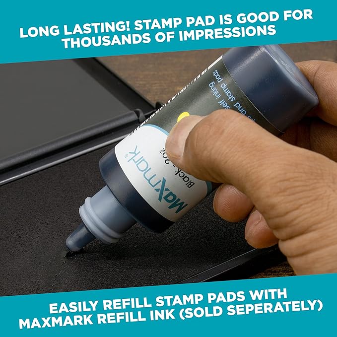 MaxMark Large Premium Black Ink Stamp Pad - 3.5" x 6.25" - Quality Felt Pad