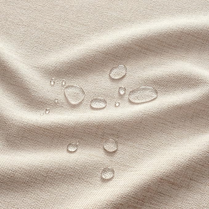 MIULEE Ivory-Black Linen Tablecloth 60x84 Inch Rectangle Table Cloth Waterproof,Stain Resistant & Wrinkle Resistant for Dining Party Wedding