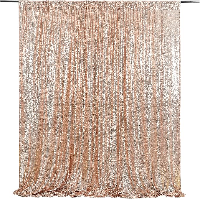 Eternal Beauty Sequin Backdrop Curtain, 6FT x 8FT Rose Gold Background for Valentine's Day Wedding Party Decor