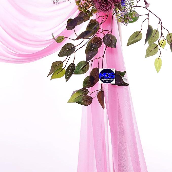 MDS Halloween Chiffon Draping Fabric - 1 Panel, 30" Wide x 30ft Long - Sheer Spooky Arbor & Canopy Drapery for Haunted House Backdrops, Party Ceilings, DIY Costumes & Themed Events - Bubblegum Pink