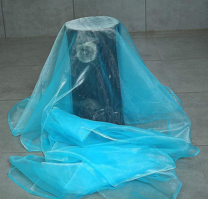 VDS Turquoise Organza Fabric, 20 Yards Continuous, 45” Wide, Wedding Party Decoration Iridescent Crystal Sheer Shiny Organza Tulle Bridal Dress DIY Crafts Costume Sewing Backdrop Arch Cloth