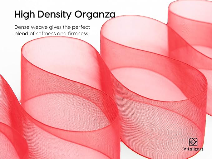 Vitalizart Organza Ribbon 1.5" x 30 Yd Christmas Sheer Ribbons Set 10 Yd x 3 Rolls Red Green White for Christmas Decor Gift Wrapping Crafts Bows Wedding Invitations Wreaths Bouquet