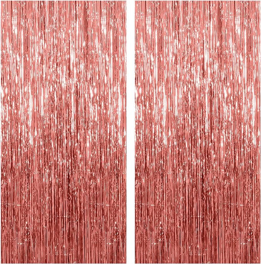 2 Pack Rose Gold Backdrop Birthday Decorations Foil Curtain Bachelorette Party Decor Rose Gold Decor Party Streamers Groovy Birthday Decorations Backdrop