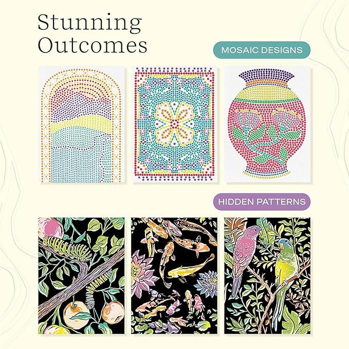 Lifelines FlowArt Activity Pad, 2-Pack - Guided Art Meditations with Markers - Mediterranean Mosaic Designs & Animal Hidden Patterns - Coloring Books for Teens, Adults & Seniors