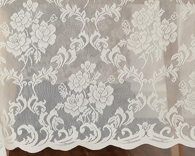 LinenZone Ivory Rectangle Tablecloth for Rustic Vintage Decor. Sheer Lace Tablecloth Works Great As Wedding Tablecloth, Thanksgiving Tablecloth or Baby Shower Tablecloth (Mia TC 54 x 72, Ivory)