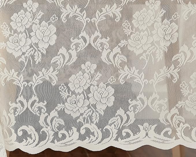 LinenZone Ivory Round Tablecloth for Rustic Vintage Decor. Sheer Lace Works Great As Wedding, Thanksgiving or Christmas Tablecloth (Mia 70 Round, Ivory)