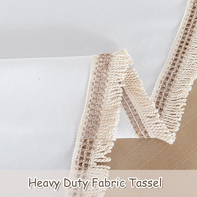MYSKY HOME Table Cloth, Waterproof Tablecloths for Rectangle Tables, Cotton Rustic Tablecloths, White Table Coths Heavy Duty with Linen Tassels for Kitchen Dining, Party, Holiday, Christmas, 55''x86''