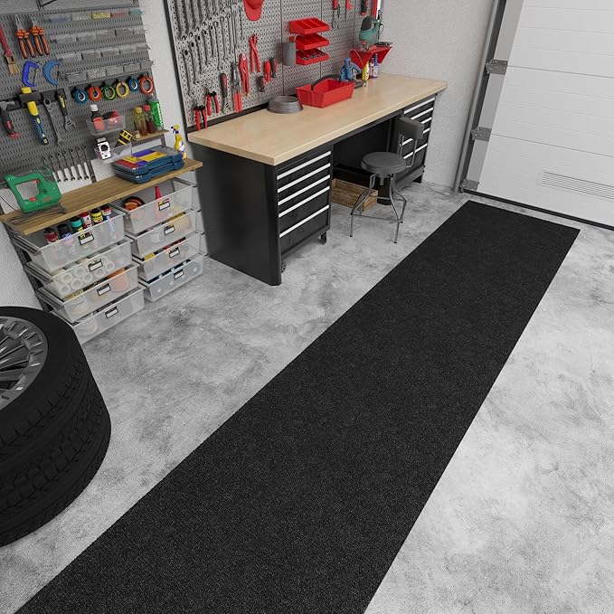 Ottomanson Commercial Scrape Rib Entry Mat – Heavy Duty Ribbed Floor Mat for High Traffic – Non Slip Rubber Back, Waterproof – Indoor Outdoor Use for Offices, Schools, Lobbies, 2' x 49', Black