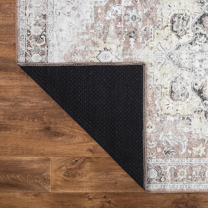 Bloom Rugs Washable Non-Slip 12 ft Runner - Blush/Beige Traditional Medallion Runner for Entryway, Hallway, Bathroom, and Kitchen - Exact Size: 2.5' x 12'