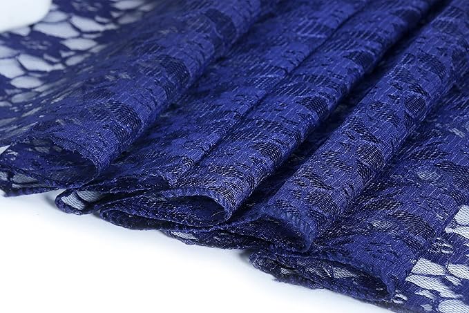 MDS Pack of 15 Wedding 12 x 108 inches Lace Table Runner for Wedding, Decorations for Birthday Parties, Banquets, Graduations, Engagements, and Runners fit Rectangle, Round Table- Navy Blue