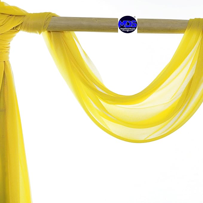 MDS Halloween Chiffon Draping Fabric - 2 Panel, 30" Wide x 40ft Long - Sheer Spooky Arbor & Canopy Drapery for Haunted House Backdrops, Party Ceilings, DIY Costumes & Themed Events - Yellow