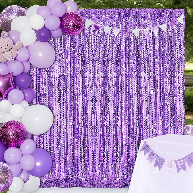 Purple Backdrop 4x8FT Backdrop Curtain for Parties 18MM Sequins Background Fabric Drapes Wedding Birthday Baby Shower