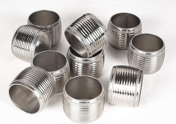 Silver Napkin Rings Set of 12 – Classic Metal Napkin Holders for Weddings, Dinner Parties, Family Gatherings, Holidays & Everyday Table Décor