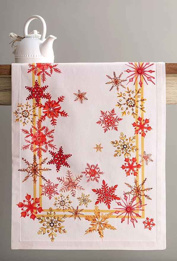 Maison d' Hermine Table Runner 100% Cotton Single Layer Table Runners 60 inches Long for Thanksgiving Christmas Decorations Home Kitchen Dining Party Wedding (Crystal Star, 14.5" x 60")