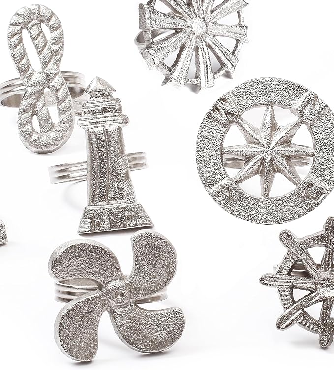 Elegant Napkin Rings Set of 12 - Crafted Lightweight with Antique Finish, Ideal Décor for Weddings, Family Gatherings, Formal Dinners, Banquets & Everyday Dining (Silver) - ALPHA Living HOME