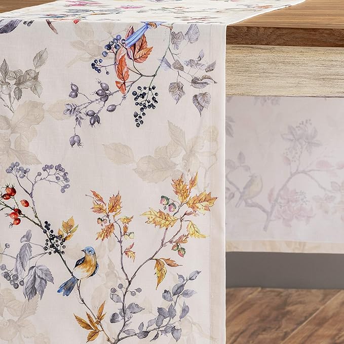 Maison d' Hermine Table Runner 100% Cotton Single Layer Table Runners 48 inches Long for Thanksgiving Christmas Decorations Home Kitchen Dining Party Wedding (Equinoxe - Beige, 14.5" x 48")
