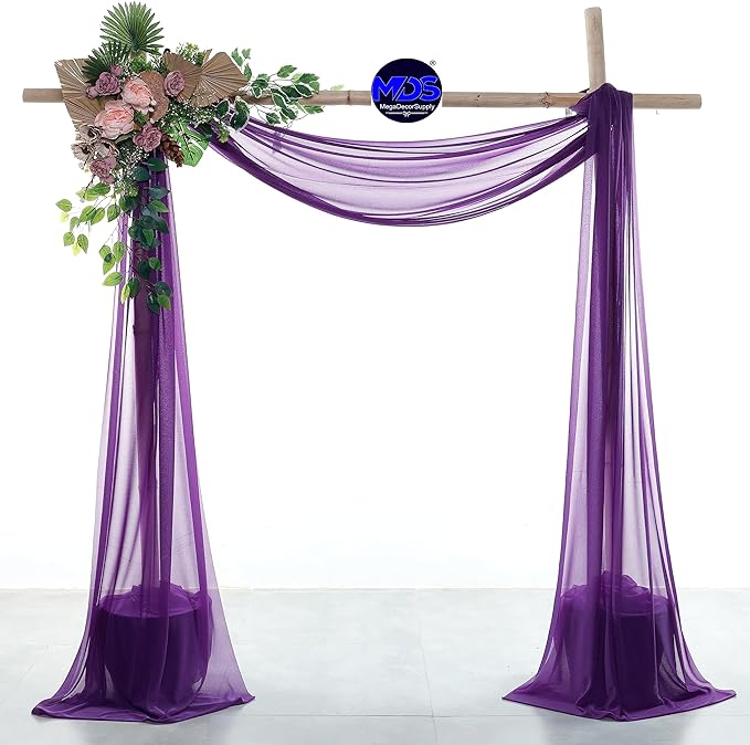 MDS Halloween Chiffon Draping Fabric - 2 Panel, 30" Wide x 30ft Long - Sheer Spooky Arbor & Canopy Drapery for Haunted House Backdrops, Party Ceilings, DIY Costumes & Themed Events - Cadbury Purple