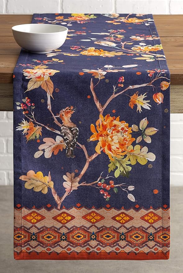 Maison d' Hermine Table Runner 100% Cotton Single Layer Table Runners 90 inches Long for Thanksgiving Christmas Decorations Home Kitchen Dining Party Wedding (Kelim - Infinity, 14.5" x 90")