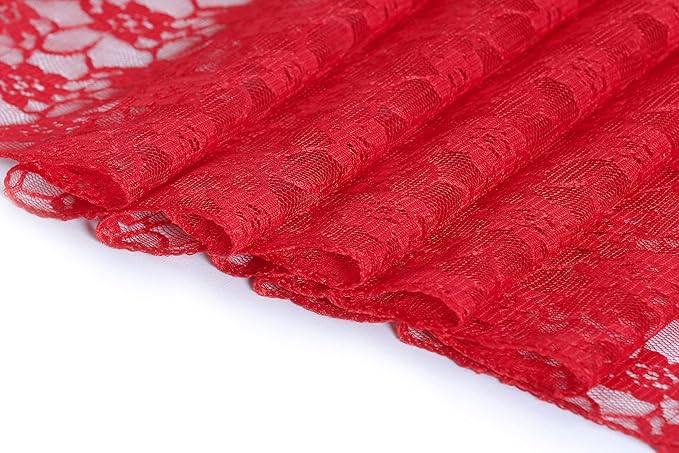 MDS Pack of 20 Wedding 12 x 108 inches Lace Table Runner for Wedding, Decorations for Birthday Parties, Banquets, Graduations, Engagements, and Runners fit Rectangle, Round Table- Red
